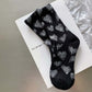 3-Pair Soft Knit Crew Socks Set with Sweet Heart Pattern, Stretch Comfort Ribbed Cuffs, Breathable Fabric and Everyday Essential Design