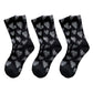 3-Pair Soft Knit Crew Socks Set with Sweet Heart Pattern, Stretch Comfort Ribbed Cuffs, Breathable Fabric and Everyday Essential Design