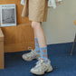 3-Pair Soft Knit Crew Socks Set with Sweet Heart Pattern, Stretch Comfort Ribbed Cuffs, Breathable Fabric and Everyday Essential Design