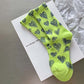 3-Pair Soft Knit Crew Socks Set with Sweet Heart Pattern, Stretch Comfort Ribbed Cuffs, Breathable Fabric and Everyday Essential Design