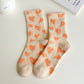 3-Pair Soft Knit Crew Socks Set with Sweet Heart Pattern, Stretch Comfort Ribbed Cuffs, Breathable Fabric and Everyday Essential Design
