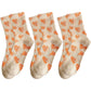 3-Pair Soft Knit Crew Socks Set with Sweet Heart Pattern, Stretch Comfort Ribbed Cuffs, Breathable Fabric and Everyday Essential Design