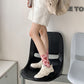 3-Pair Soft Knit Crew Socks Set with Sweet Heart Pattern, Stretch Comfort Ribbed Cuffs, Breathable Fabric and Everyday Essential Design