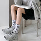 3-Pair Soft Knit Crew Socks Set with Sweet Heart Pattern, Stretch Comfort Ribbed Cuffs, Breathable Fabric and Everyday Essential Design