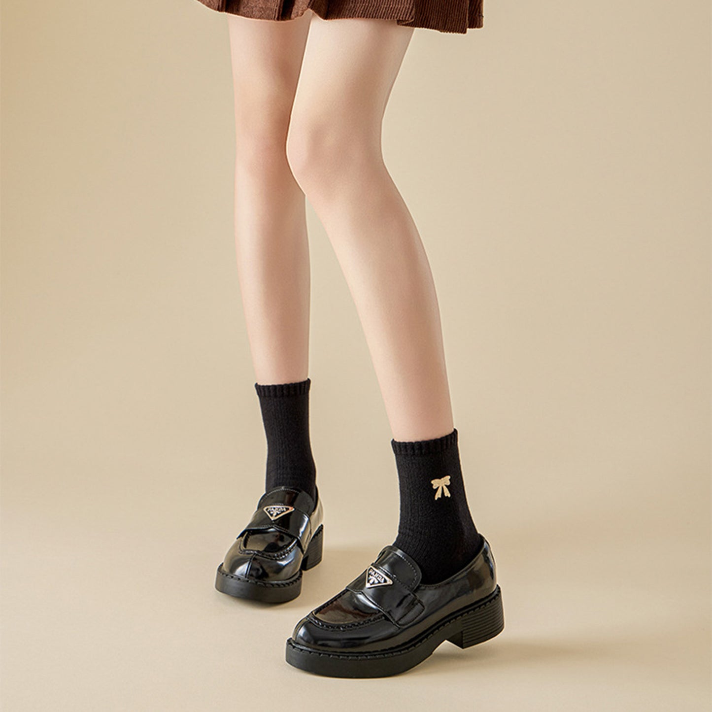 3-Pair Soft Knit Ankle Socks with Ribbed Texture, Embroidered Bow Detail, Smooth Seam Construction and Comfortable Everyday Stretch Fit