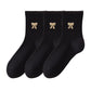 3-Pair Soft Knit Ankle Socks with Ribbed Texture, Embroidered Bow Detail, Smooth Seam Construction and Comfortable Everyday Stretch Fit