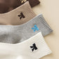 3-Pair Soft Knit Ankle Socks with Ribbed Texture, Embroidered Bow Detail, Smooth Seam Construction and Comfortable Everyday Stretch Fit
