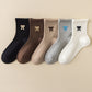 3-Pair Soft Knit Ankle Socks with Ribbed Texture, Embroidered Bow Detail, Smooth Seam Construction and Comfortable Everyday Stretch Fit