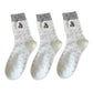 3-Pair Soft Knit Crew Socks with Tiny Dot Pattern, Embroidered Bear Detail, Decorative Ribbon Bow Trim and Smooth Comfortable Stretch Fit