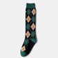 2-Piece Set Classic Argyle Knit Crew Socks with Soft Stretch Ribbed Cuffs