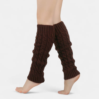 Cable Knit Leg Warmers with Ribbed Cuffs 15.5x3.5in