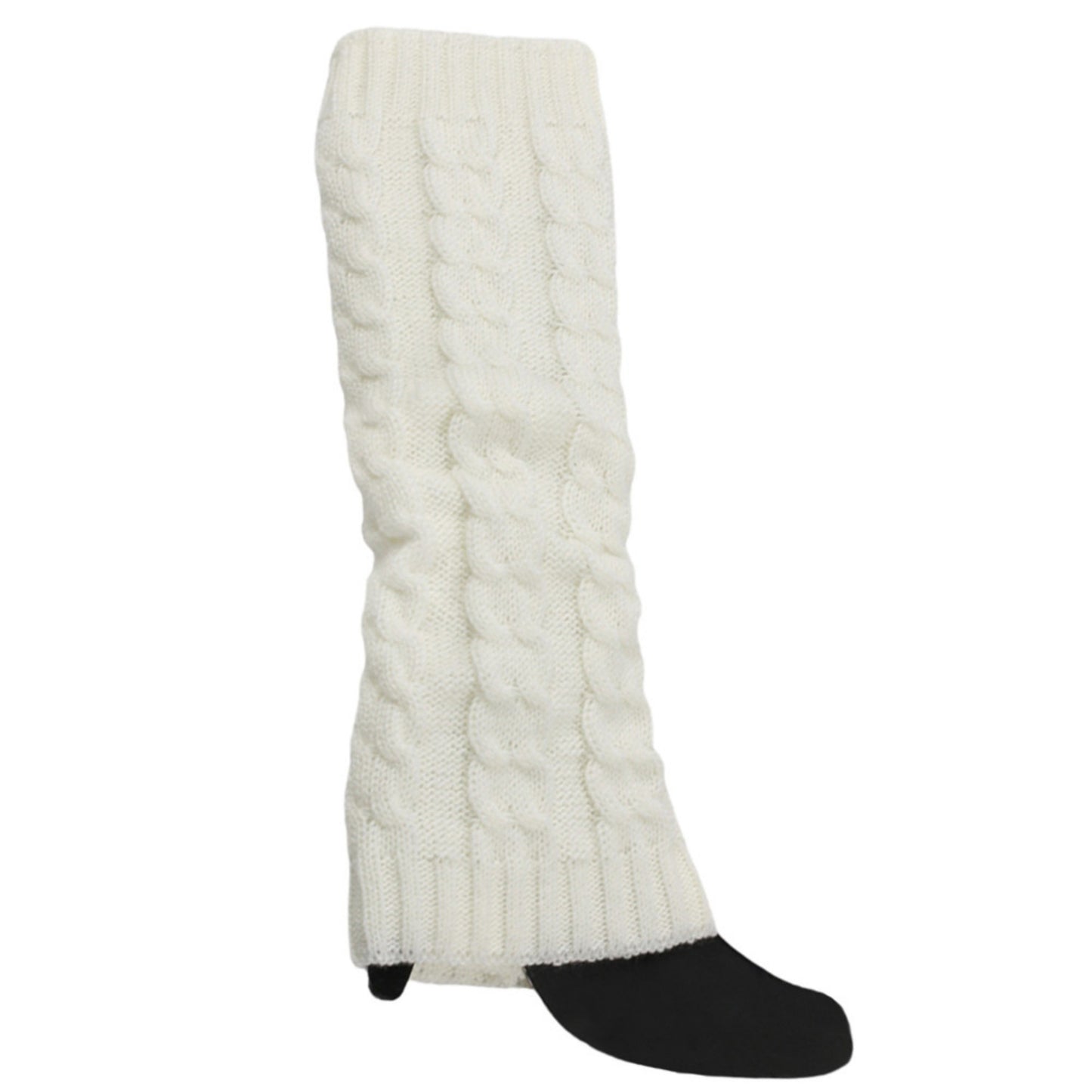Cable Knit Leg Warmers with Ribbed Cuffs 15.5x3.5in