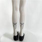 Solid Knit Tights with Embroidered Bow Detail