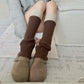 Two-Tone Ribbed Knit Leg Warmers with Contrast Cuff Detail