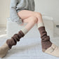 Two-Tone Ribbed Knit Leg Warmers with Contrast Cuff Detail