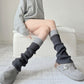Two-Tone Ribbed Knit Leg Warmers with Contrast Cuff Detail