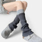 Two-Tone Ribbed Knit Leg Warmers with Contrast Cuff Detail