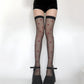 Sheer Over-the-Knee Heart Pattern Mesh Stockings with Elastic Band