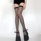 Sheer Over-the-Knee Heart Pattern Mesh Stockings with Elastic Band