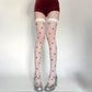 Sheer Over-the-Knee Heart Pattern Mesh Stockings with Elastic Band