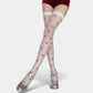 Sheer Over-the-Knee Heart Pattern Mesh Stockings with Elastic Band