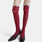 Over-the-Knee Lace Top Patterned Knit Socks with Delicate Scalloped Trim