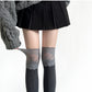 Over-the-Knee Ribbed Knit Socks with Lace Trim Detail and Stretch Fit