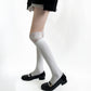 Over-the-Knee Ribbed Knit Socks with Lace Trim Detail and Stretch Fit