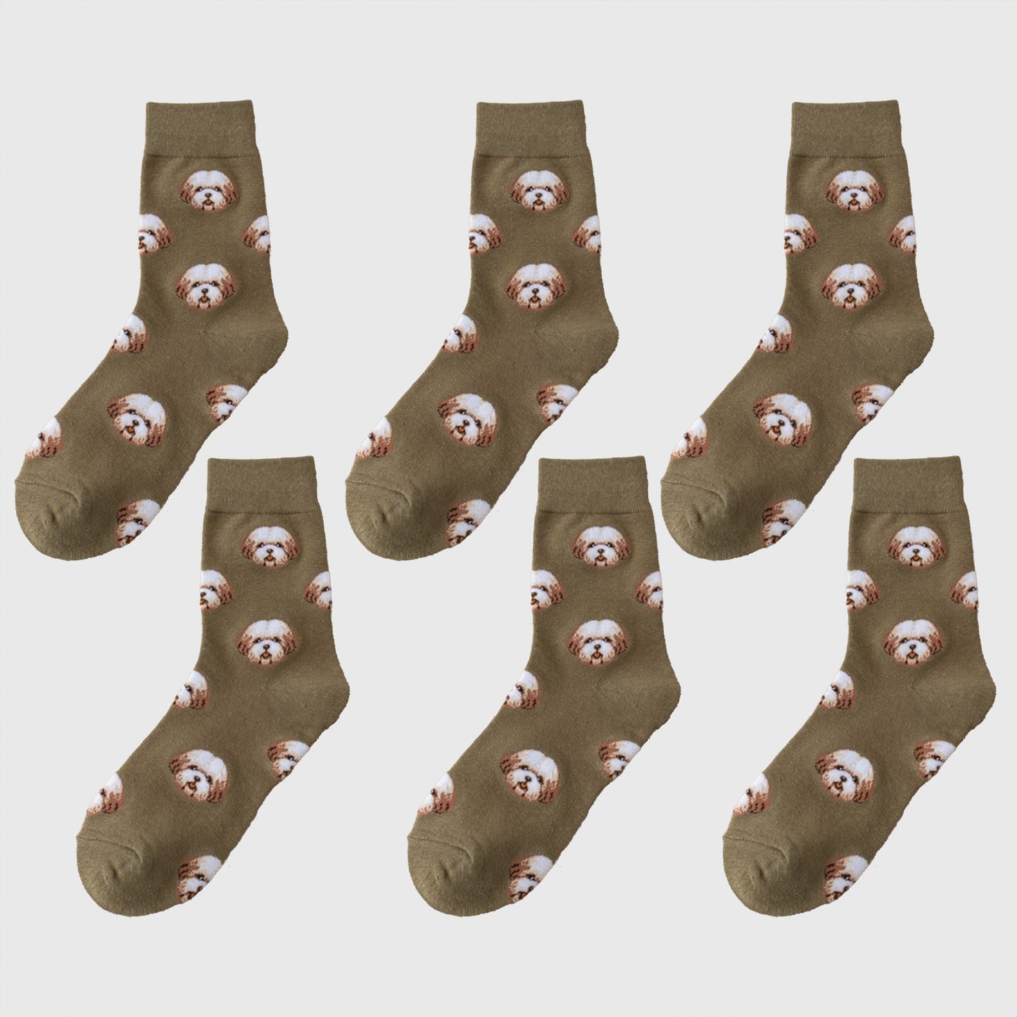 6pk Women's Cute Dog Breed Crew Socks