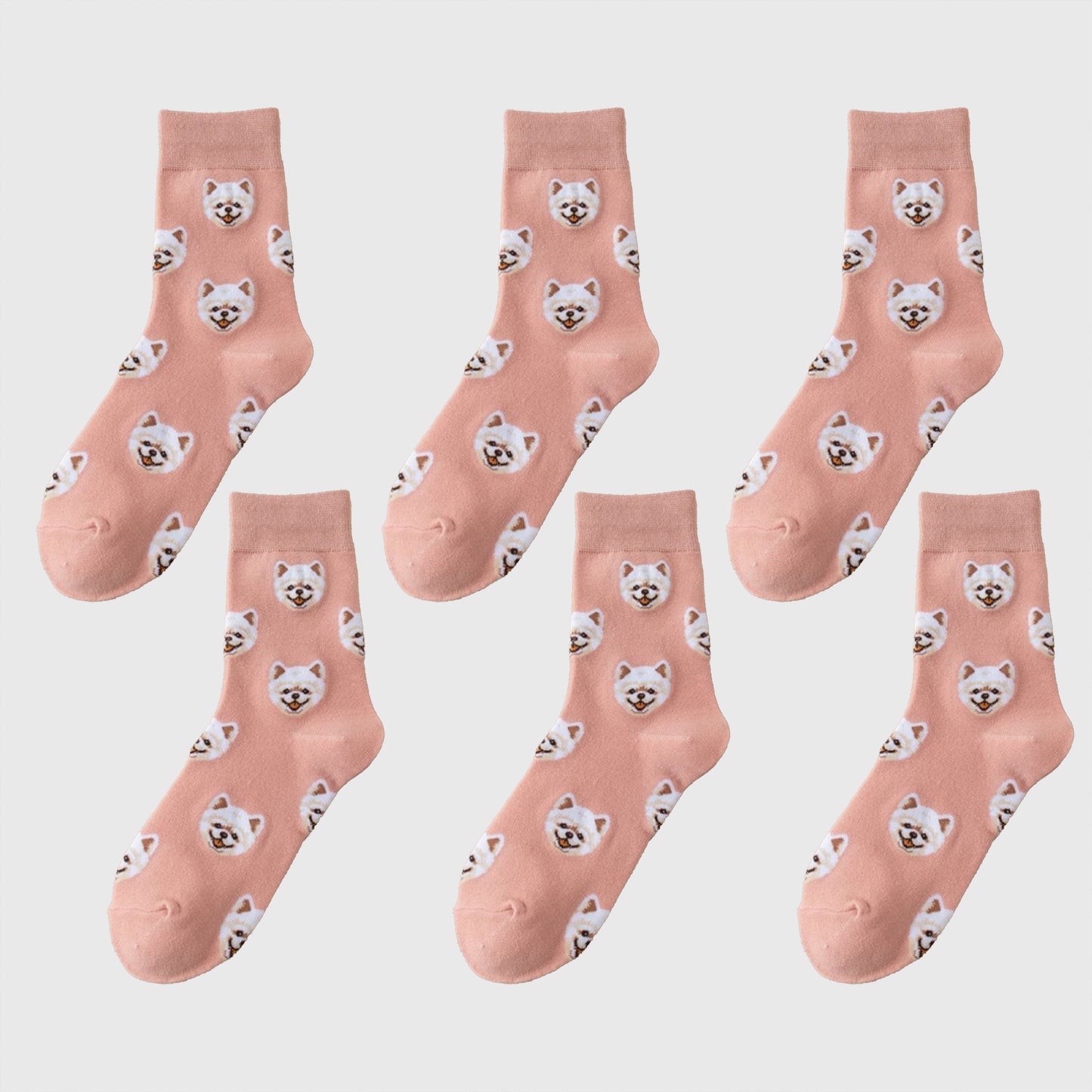 6pk Women's Cute Dog Breed Crew Socks