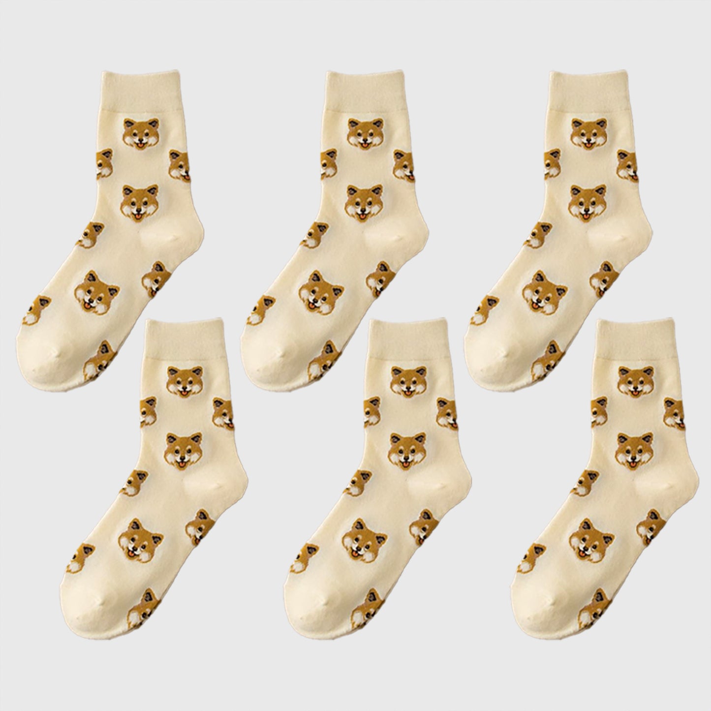 6pk Women's Cute Dog Breed Crew Socks