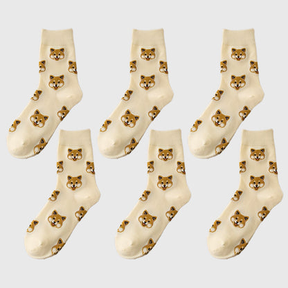 6pk Women's Cute Dog Breed Crew Socks