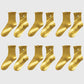 6pk Mustard Crew Socks with Ruffled Cuff and Daisy Embroidery