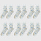 6-Pair Bow Pattern Crew Socks with Fuzzy Ruffled Cuff
