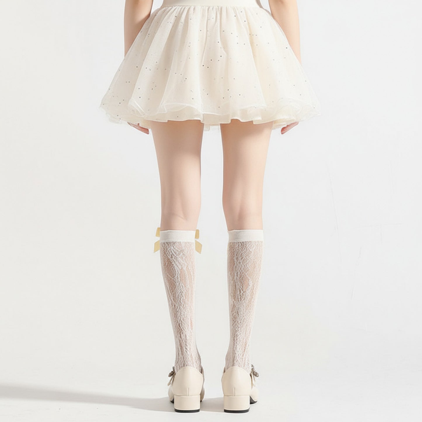 3-Piece Set Knee-High Lace Socks with Bow Accent Detail