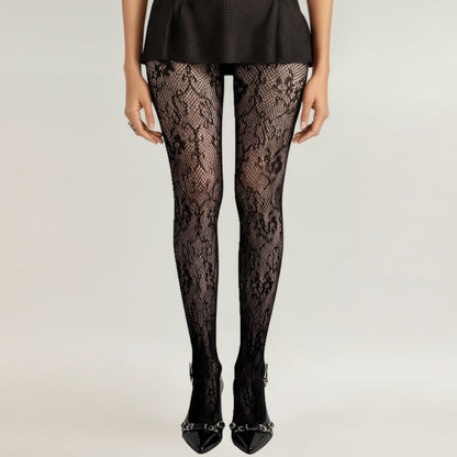 3-Piece Set Floral Lace Pattern Sheer Tights
