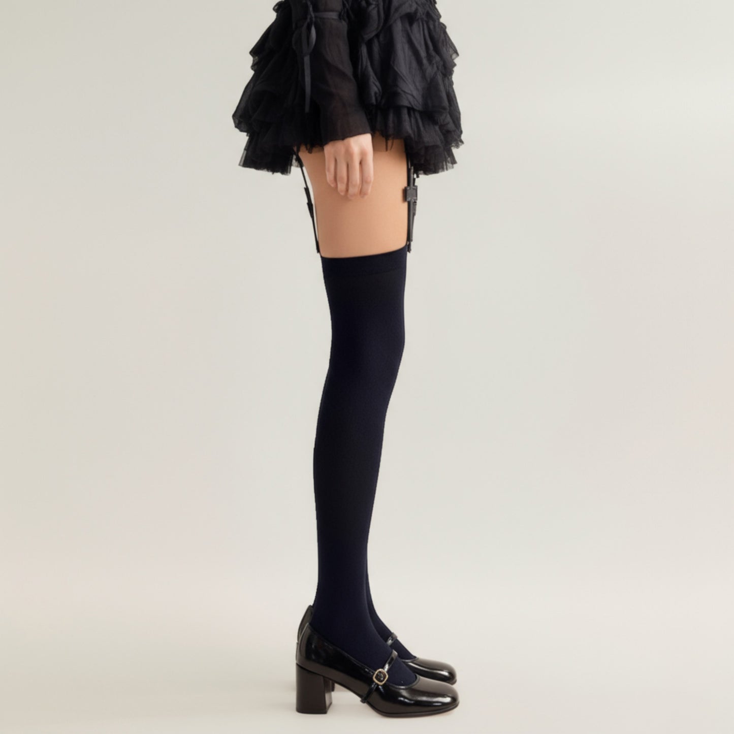 3-Piece Set Over-the-Knee Stockings with Cross Detail