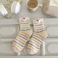 6pk Speckled Socks with Bunny Embroidery - Cute & Comfortable Mid-Calf Socks for Casual Wear
