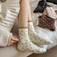 6pk Cozy Polka Dot Fuzzy Socks - Warm & Stylish Mid-Calf Socks for Winter Comfort