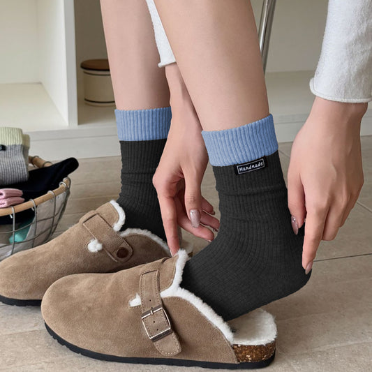 Two-Tone Ribbed Socks 6pk - Classic & Comfortable Mid-Calf Socks for Everyday Wear