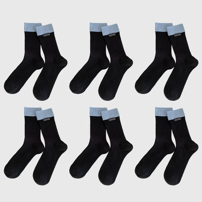 Two-Tone Ribbed Socks 6pk - Classic & Comfortable Mid-Calf Socks for Everyday Wear