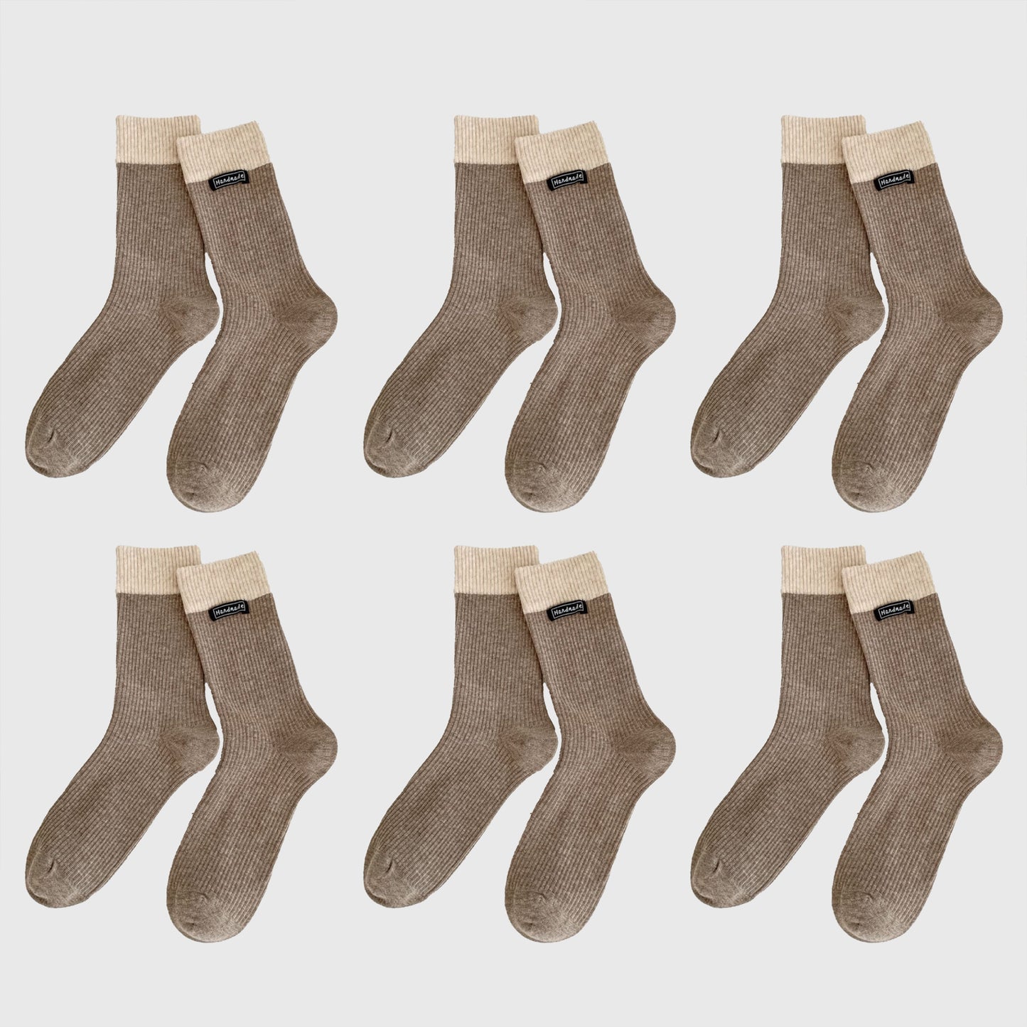 Two-Tone Ribbed Socks 6pk - Classic & Comfortable Mid-Calf Socks for Everyday Wear