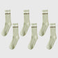 6pk Ribbed Slouch Socks with Striped Cuff - Warm & Stylish Mid-Calf Socks for Winter & Casual Wear