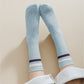 6pk Ribbed Slouch Socks with Striped Cuff - Warm & Stylish Mid-Calf Socks for Winter & Casual Wear