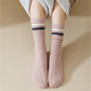 6pk Ribbed Slouch Socks with Striped Cuff - Warm & Stylish Mid-Calf Socks for Winter & Casual Wear