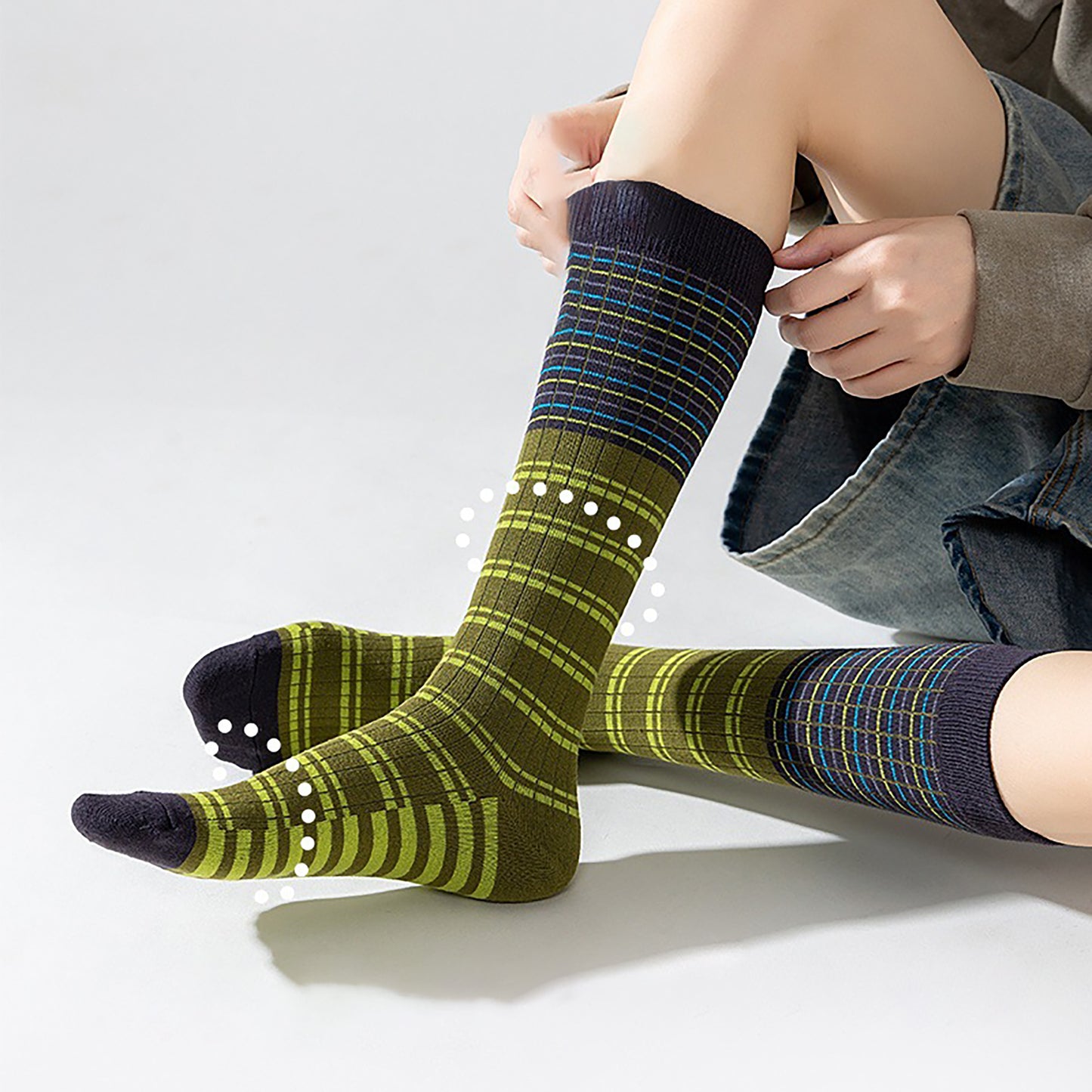 6pk Plaid Knee-High Socks - Stylish & Warm Long Socks for Casual & Dressy Outfits