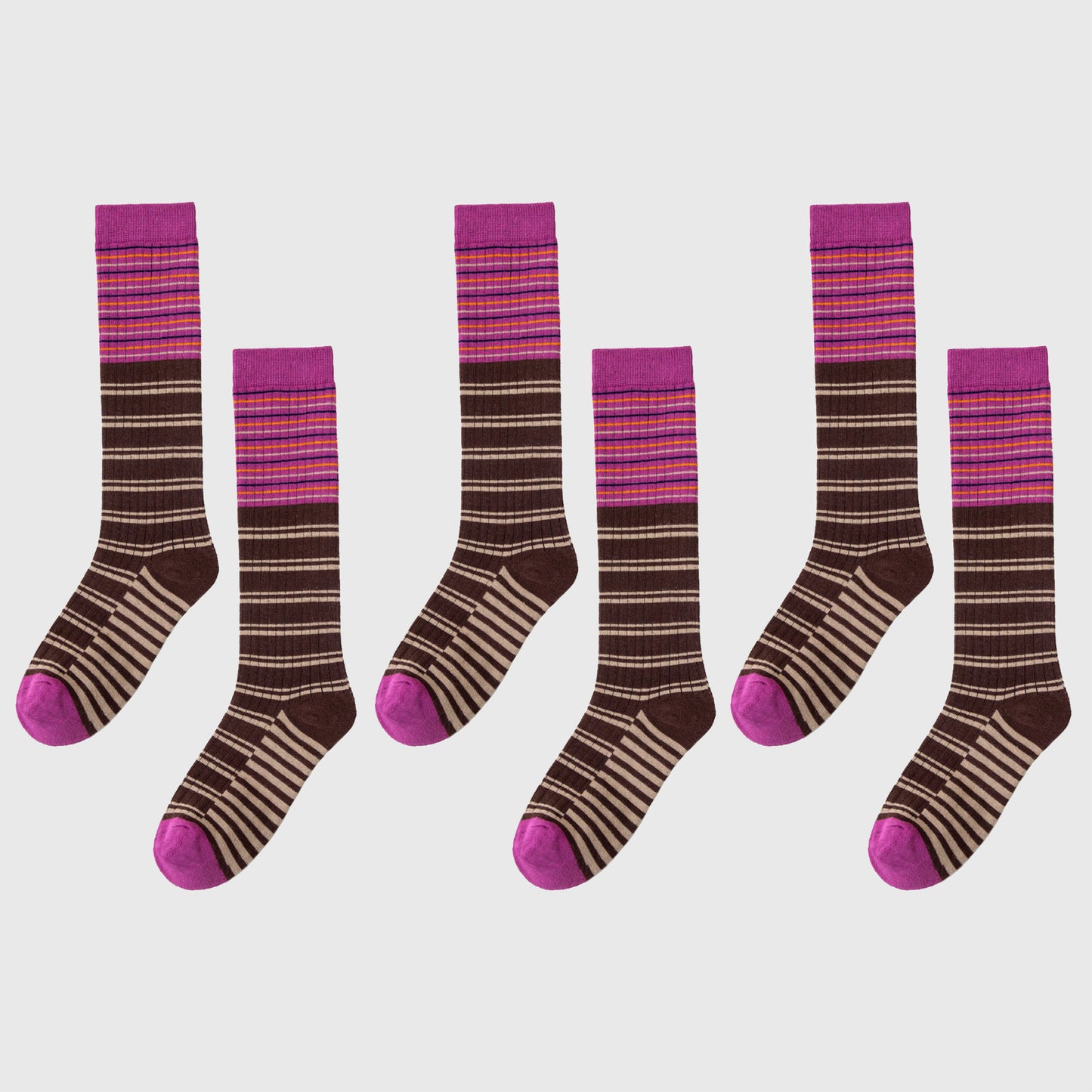 6pk Plaid Knee-High Socks - Stylish & Warm Long Socks for Casual & Dressy Outfits