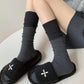 6pk Ribbed Slouch Socks - Cozy Mid-Calf Socks for Casual & Lounge Wear
