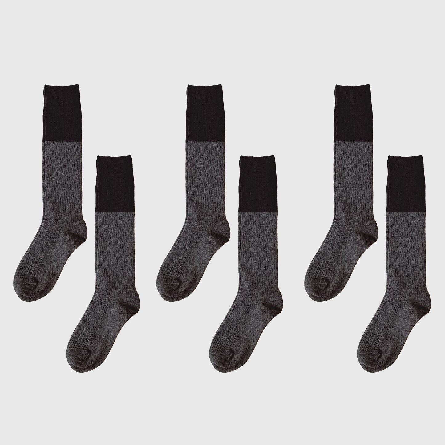 6pk Ribbed Slouch Socks - Cozy Mid-Calf Socks for Casual & Lounge Wear
