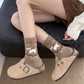 6pk Pink Fuzzy Socks with Dog Embroidery - Cute & Warm Mid-Calf Socks for Casual & Lounge Wear
